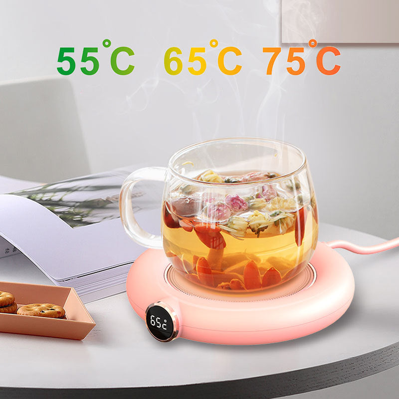 USB Cup Warmer Pad - 3-Temperature Adjustable Electric Mug Heater with LED Display for Home & Office