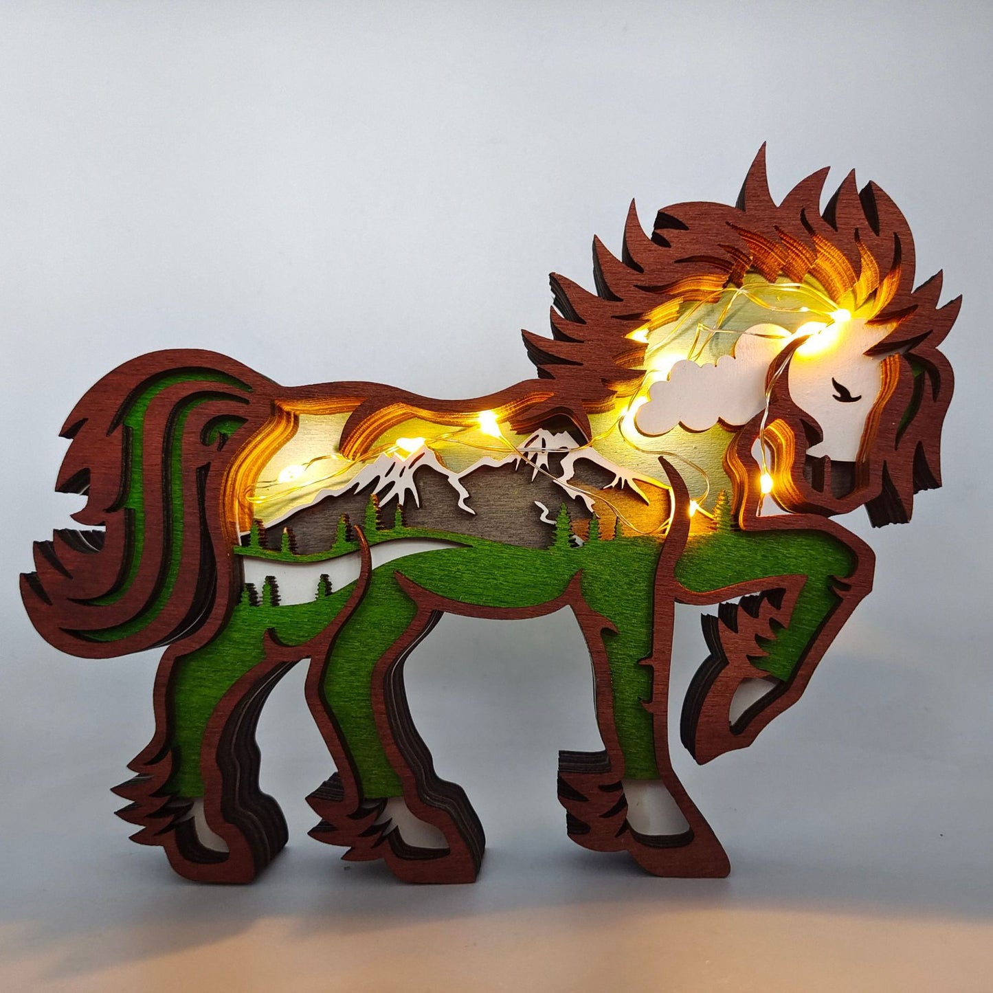 Carved Wooden Animal Light Decoration