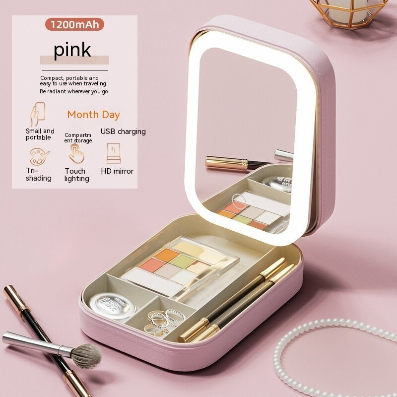 Makeup Storage Box With LED Light and Mirror