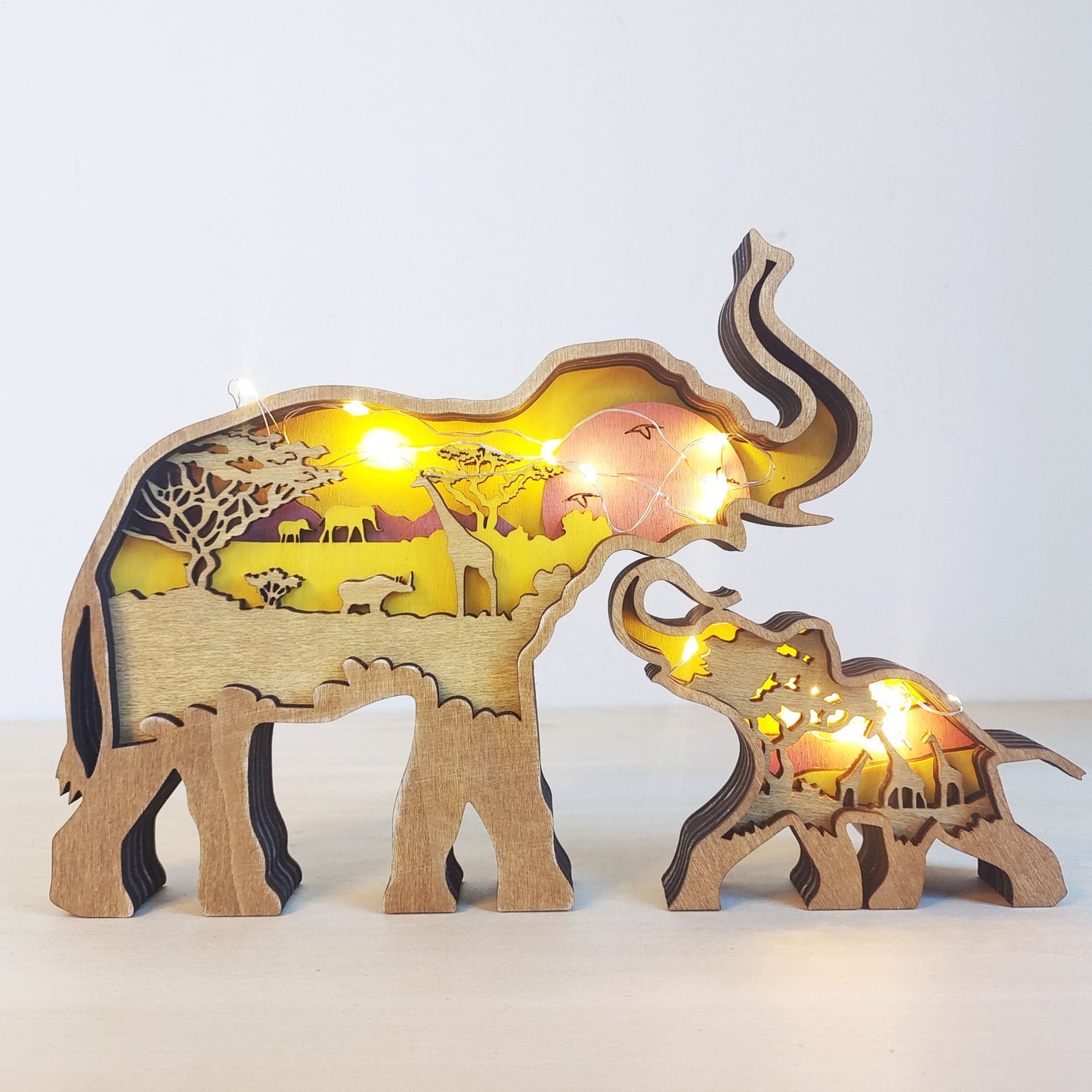 Carved Wooden Animal Light Decoration