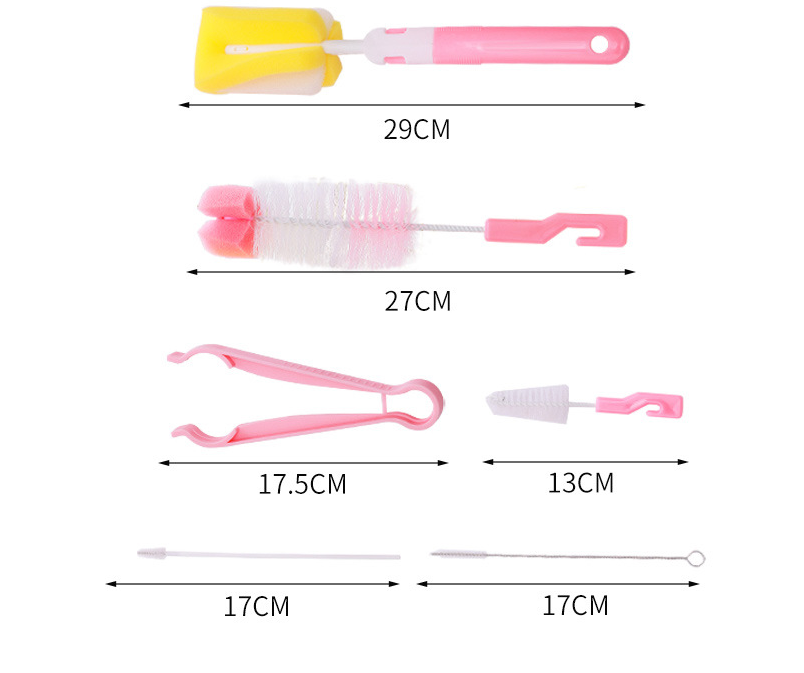 bottle glass cup jar cleaning kit brush tube bristle pink display size chart kids child kit set children