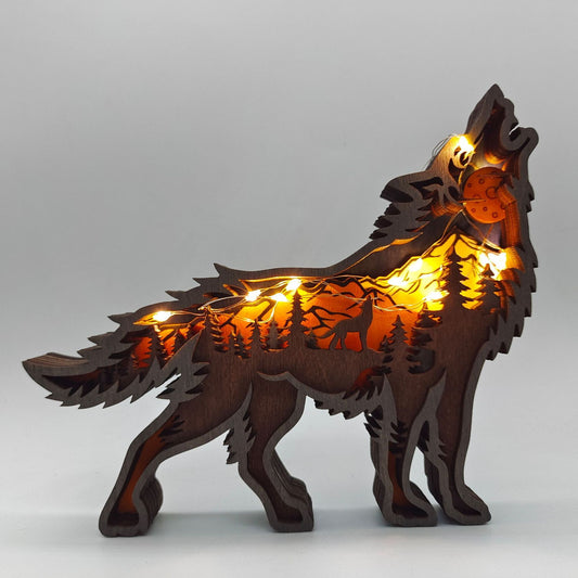 Carved Wooden Animal Light Decoration